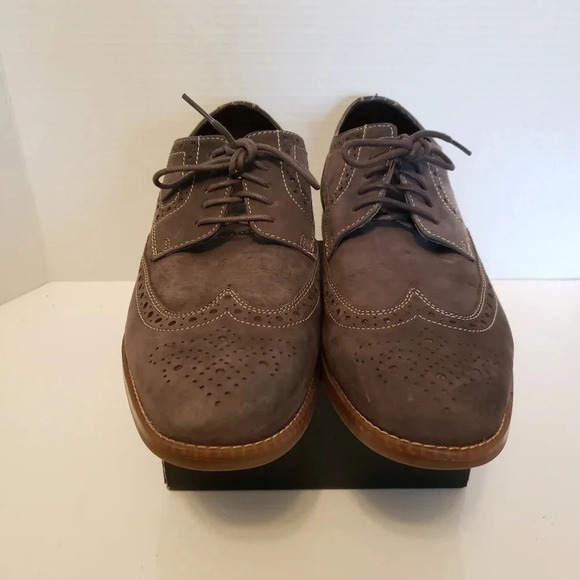 Rockport Mens Brown Suede Wing Tip Dress Shoes. - Picture 3 of 7
